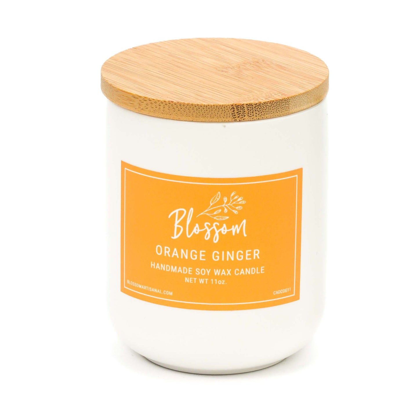 White Deco Soy Wax Candle Orange Ginger 11oz