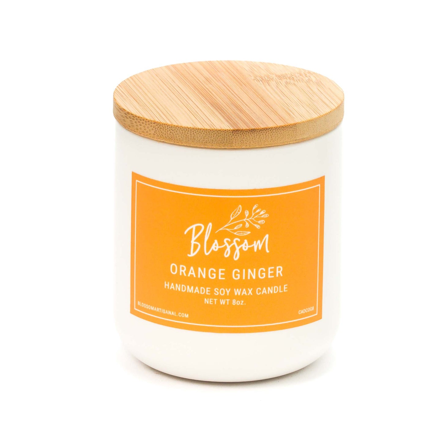 White Ceramic Decorative Soy Wax Candle Essential Oil Scent 8oz Orange Ginger