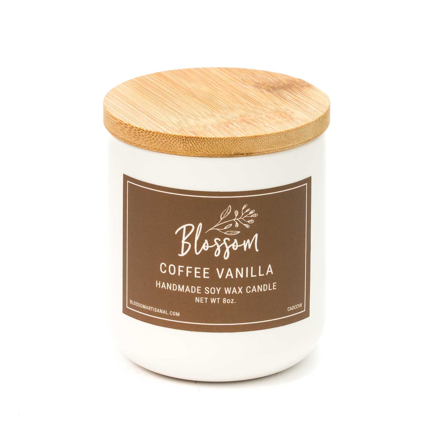 White Ceramic Decorative Soy Wax Candle Essential Oil Scent 8oz Coffee Vanilla