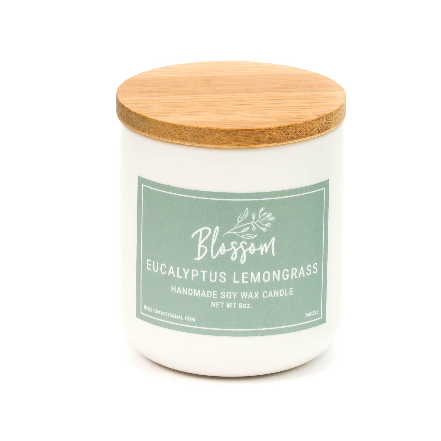 White Ceramic Decorative Soy Wax Candle Essential Oil Scent 8oz Eucalyptus Lemongrass