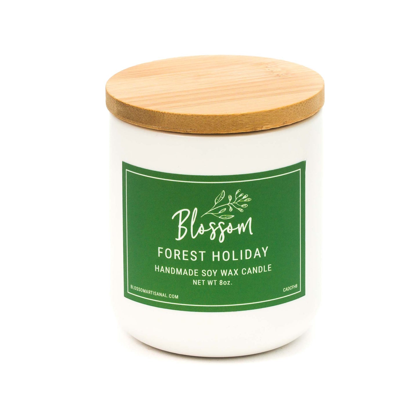 White Ceramic Decorative Soy Wax Candle Essential Oil Scent 8oz Forest Holiday