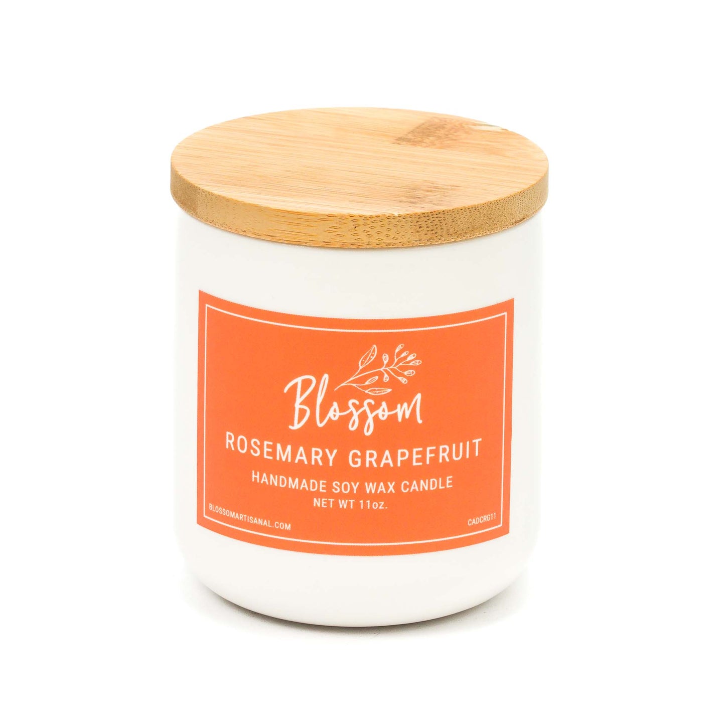 White Ceramic Decorative Soy Wax Candle Essential Oil Scent 8oz Rosemary Grapefruit