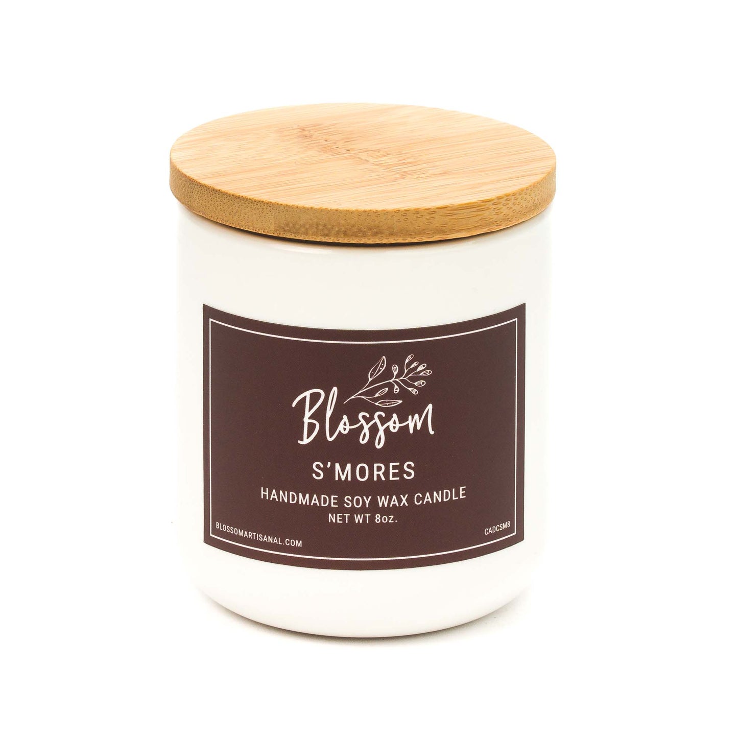 White Ceramic Decorative Soy Wax Candle Essential Oil Scent 8oz S'mores