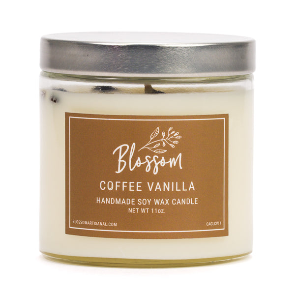 Coffee Vanilla 11 oz. Glass Soy Wax Candle – Blossom Artisanal Products
