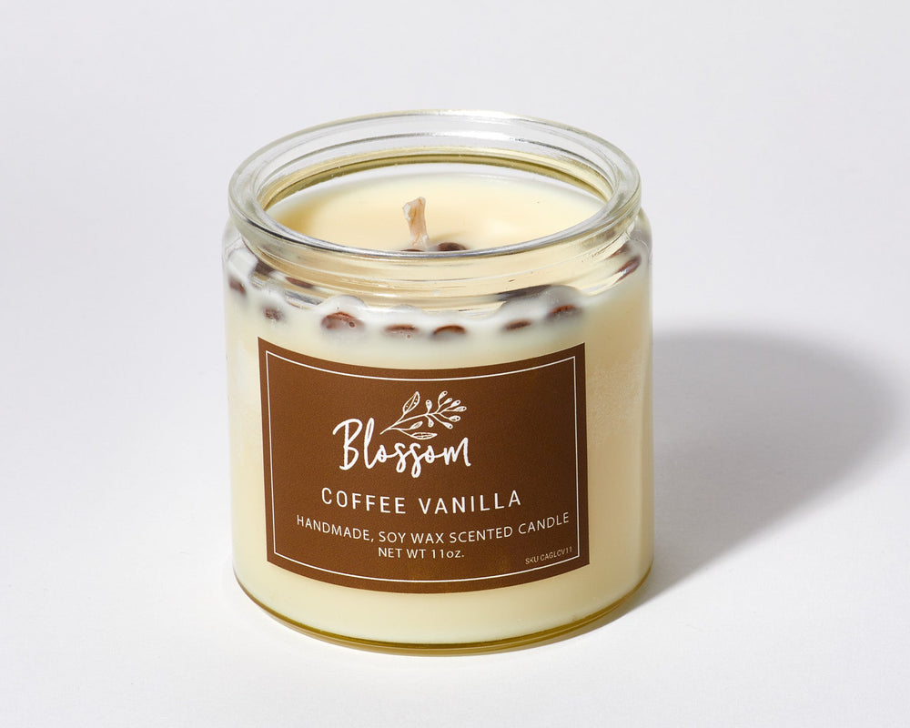 Coffee Vanilla 11 oz. Glass Soy Wax Candle – Blossom Artisanal